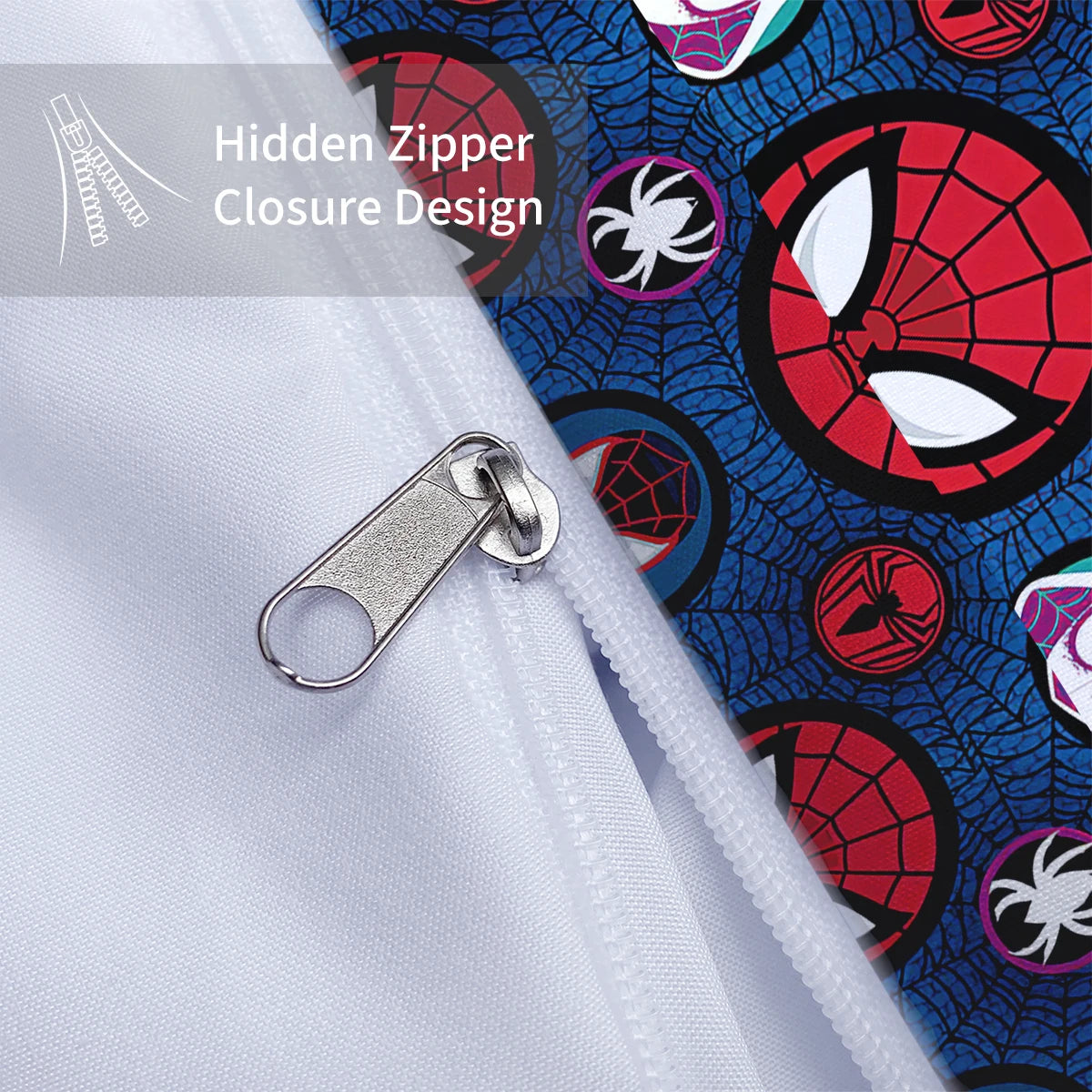 Parure de lit 3 pièces – Visage cartoon & toile d’araignée rouge (1 housse + 2 taies)