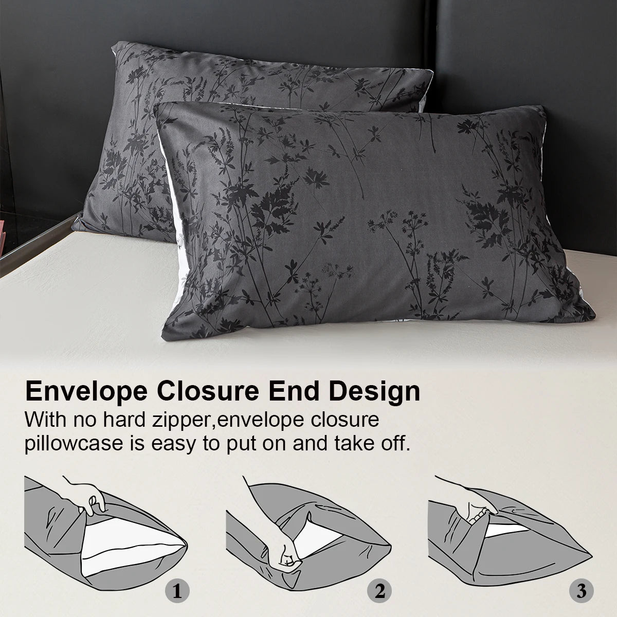 Parure de lit 3 pièces imprimée – Moderne, douce et facile à vivre (housse + 2 taies)