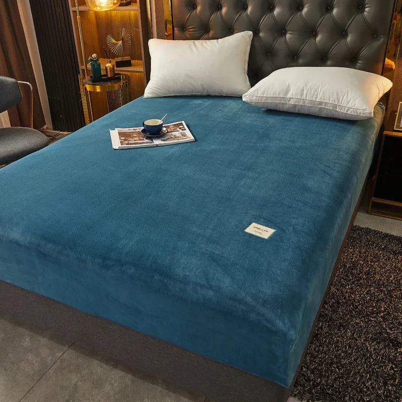 Drap-housse en velours doux et épais – lit chaud & cocooning