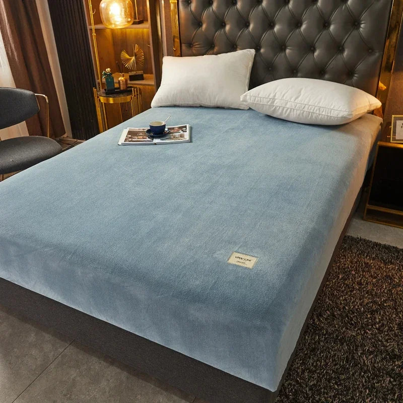 Drap-housse en velours doux et épais – lit chaud & cocooning