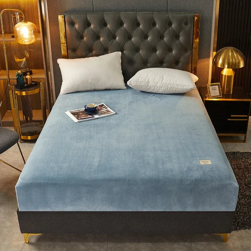 Drap-housse en velours doux et épais – lit chaud & cocooning