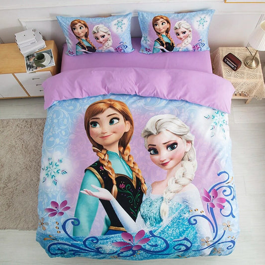 Parure de lit Frozen 3 pièces – Motif imprimé Elsa & Anna (housse + 2 taies)