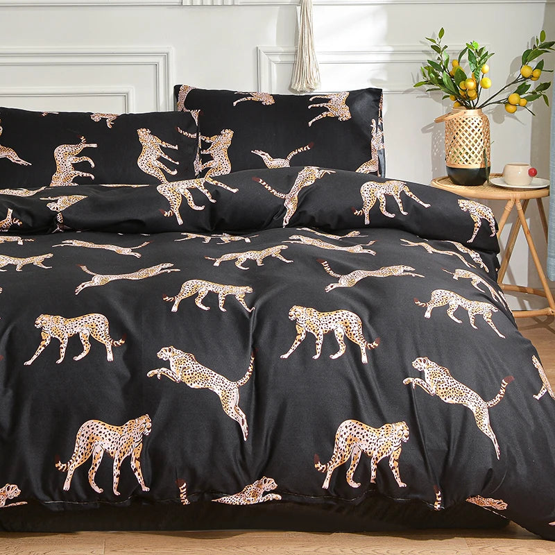 Parure de lit marbre noir 3 pièces – Housse de couette haut de gamme