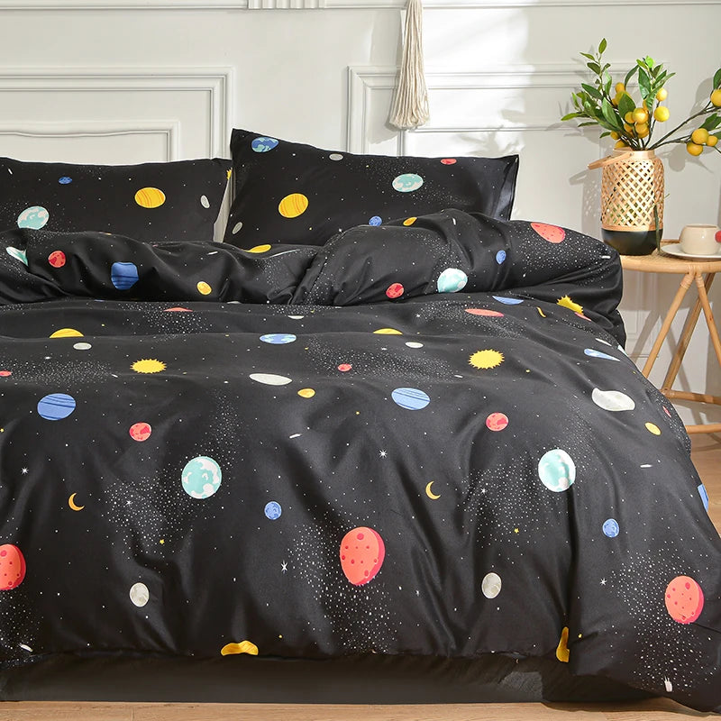 Parure de lit marbre noir 3 pièces – Housse de couette haut de gamme