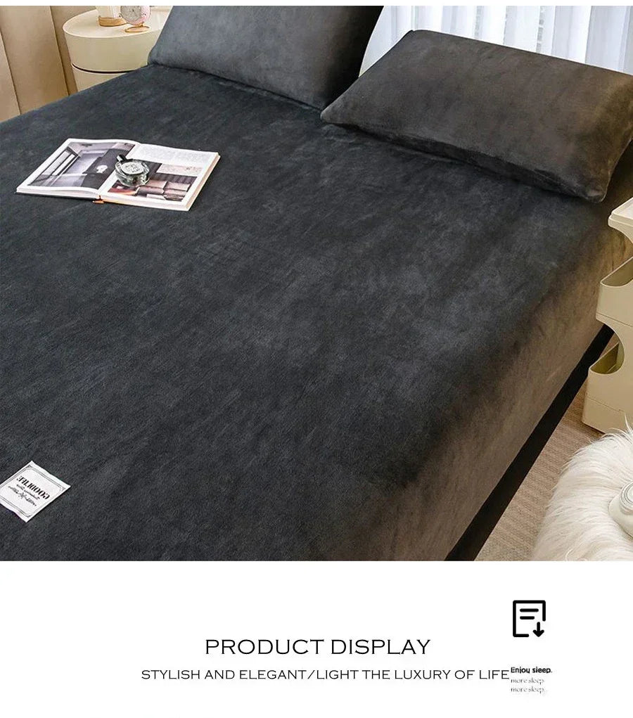 Drap-housse polaire corail doux et chaud – Drap-housse élastique spécial hiver