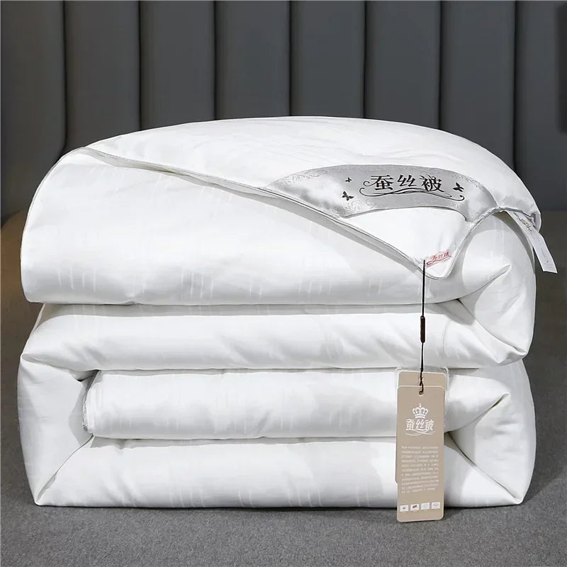 Couette de luxe 100 % soie de mûrier – Tissu coton – Chaude, légère et thermorégulatrice